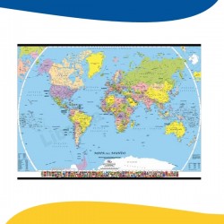 MAPA PLANISFERIO C/BANDERAS...